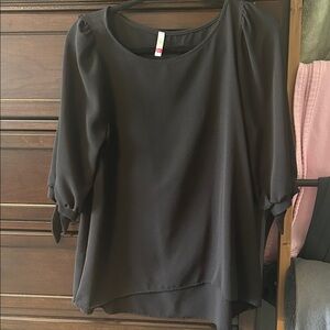 Classic Black Women's Blouse with Tie-Sleeve Detail-medium